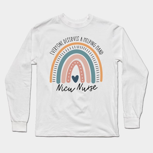 NICU Nurse Boho Rainbow Long Sleeve T-Shirt by IndigoPine